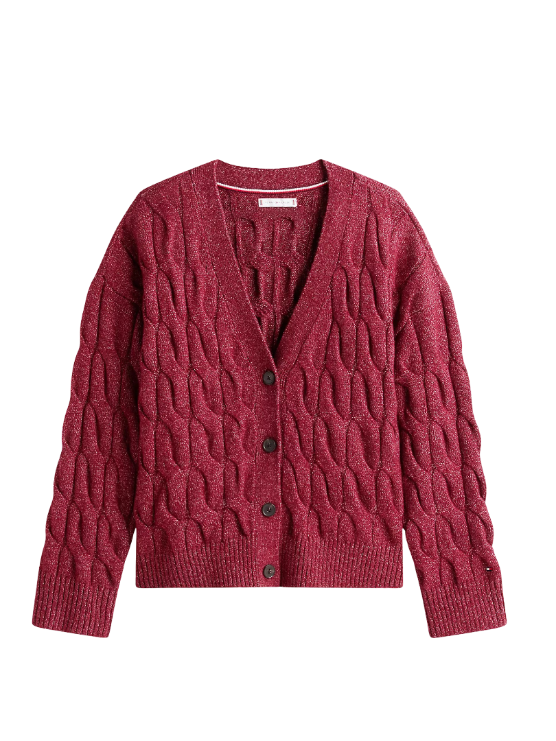 Cable Knit Cardigan (Rouge)