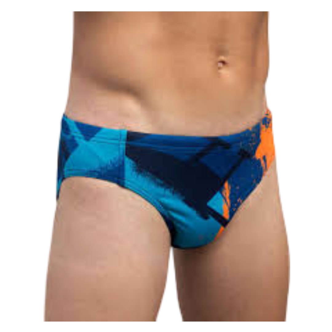 Watko: Men's Swimming Briefs (Blue/Neon Orange)