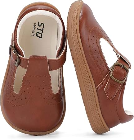 Girl's STQ KIDS Wide Mary Jane Dress Shoes (Brown)