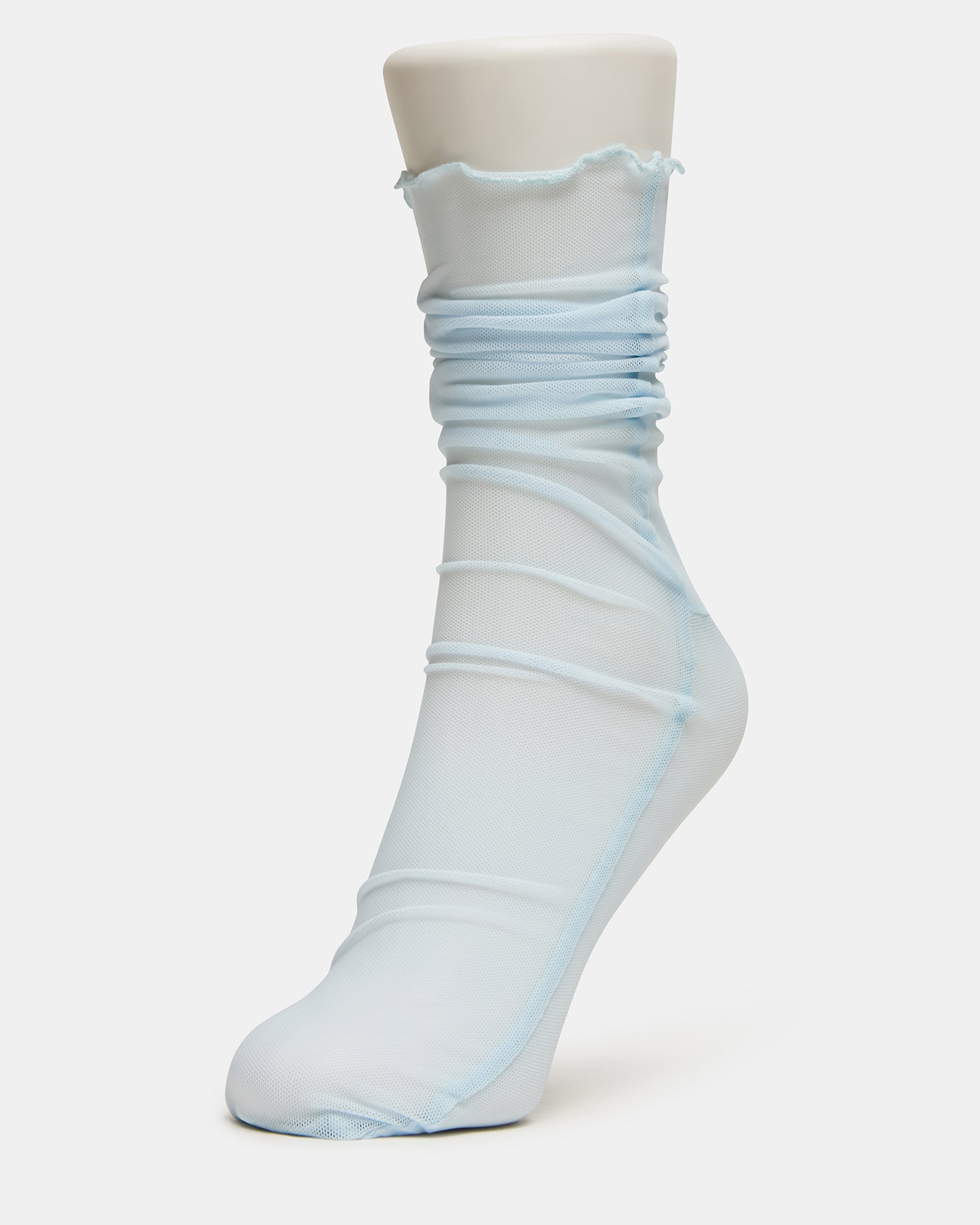 Sofia: Solid Mesh Crew Socks (Light Blue, Pack of 2)