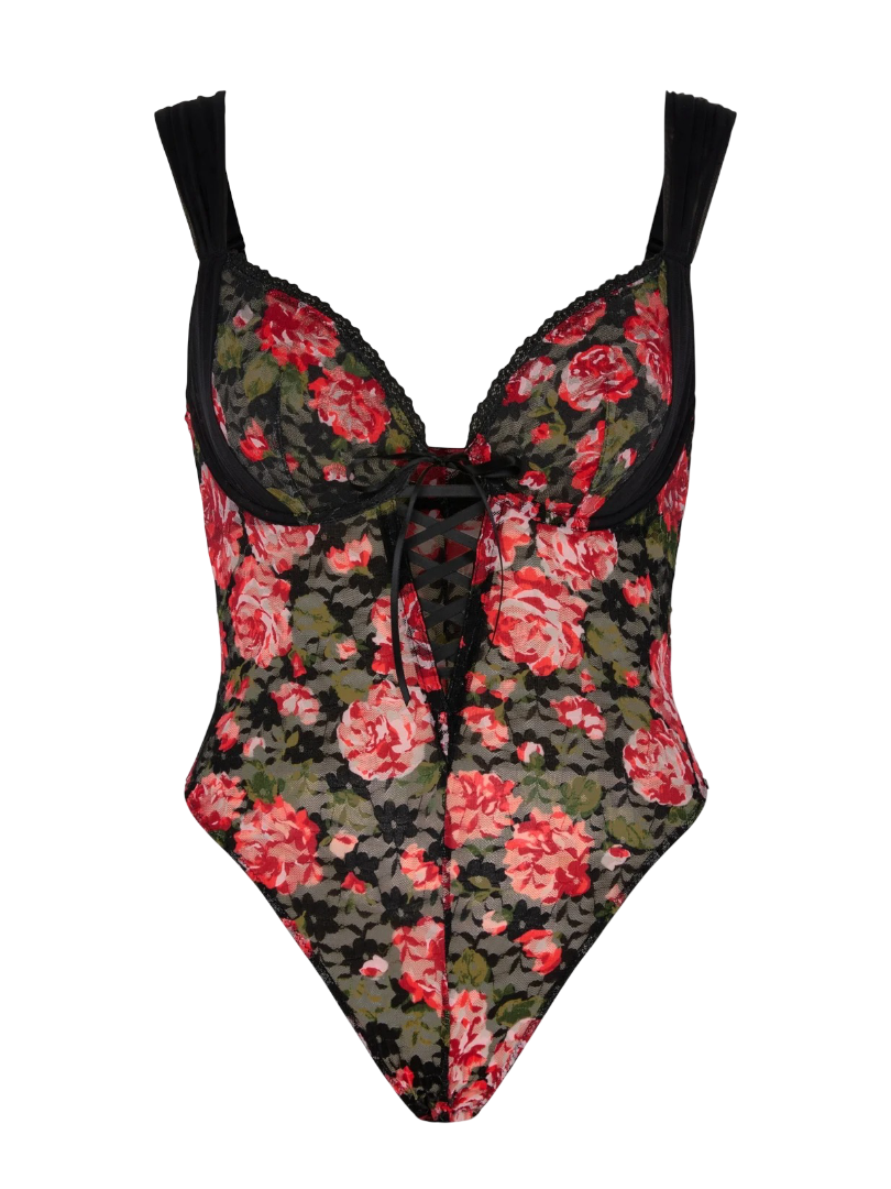 Sinful Rose Printed Lace Teddy