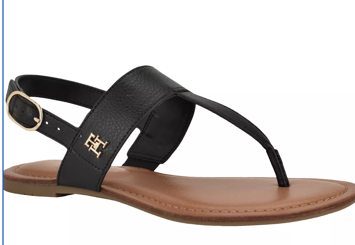 Women's Lenian T-Strap Flat Slingback Sandal (Black)
