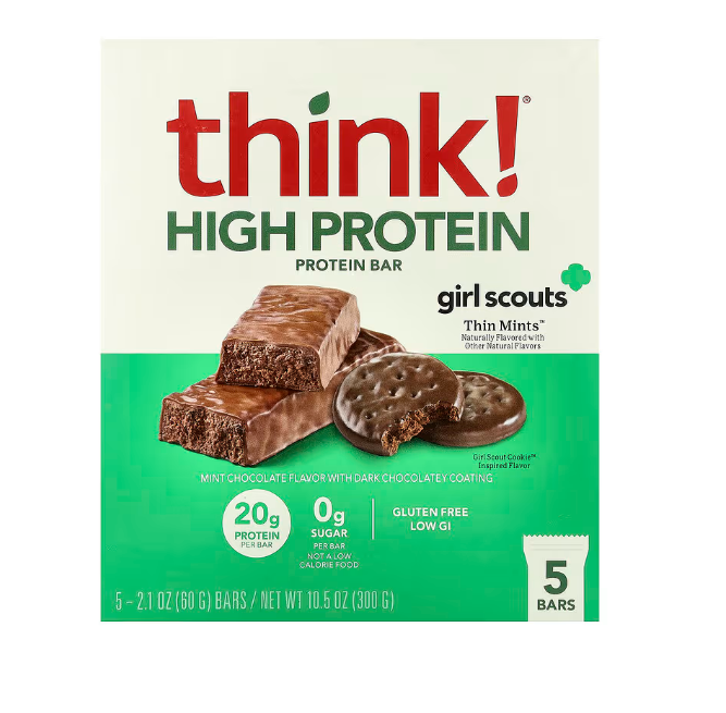 Think!: High Protein Bars, Chocolate Mint (5 Bars, 53g Each)