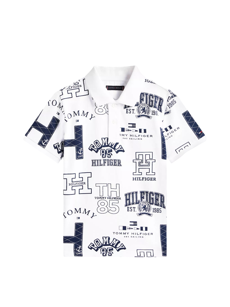 Kids' Allover Logo Stretch Polo