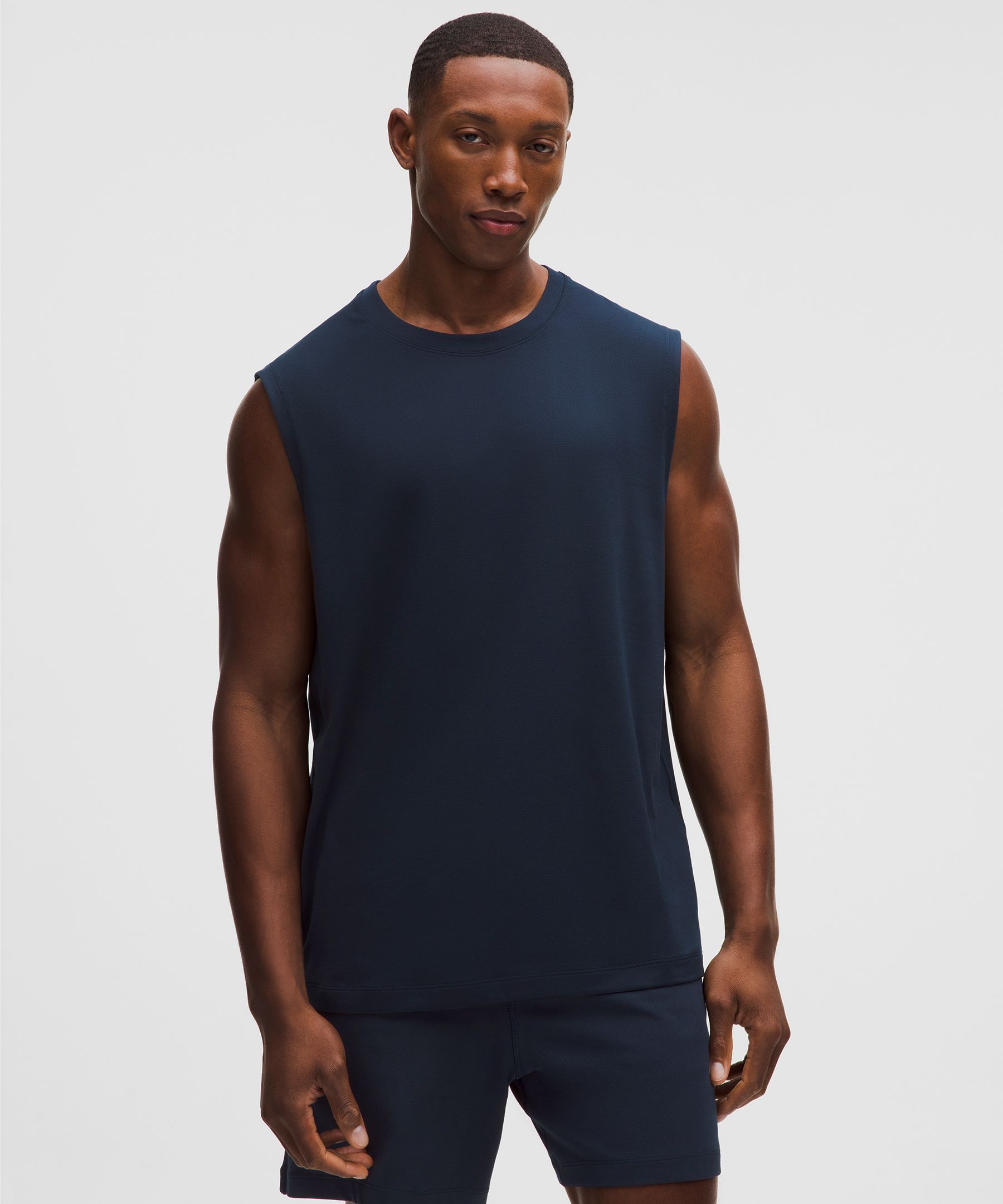 Men's Mesh Soft Jersey Sleeveless Tank Top (True Navy)