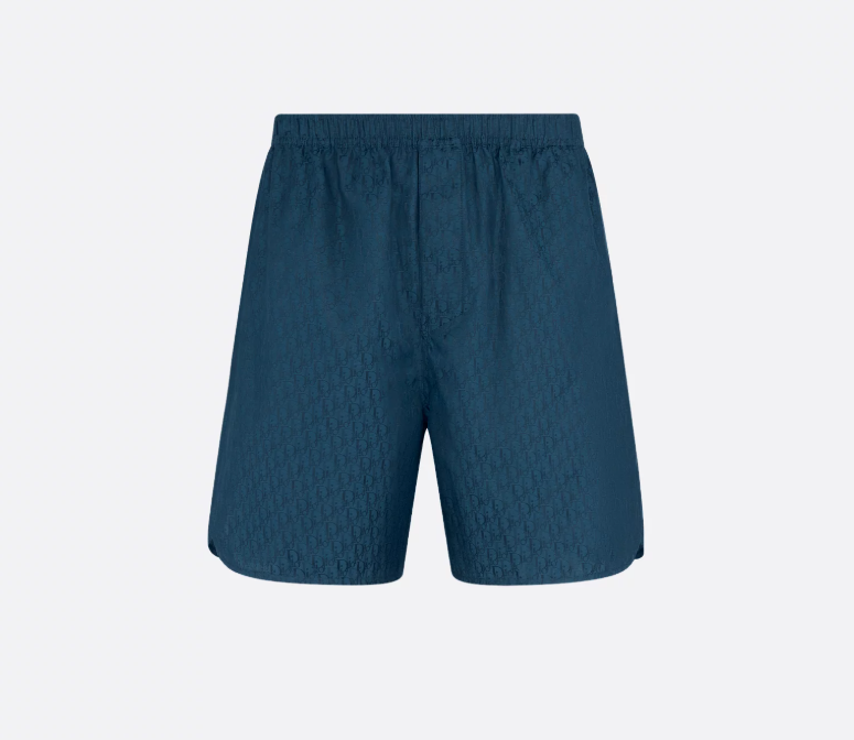 Dior Oblique Shorts (Navy Blue Silk And Cotton Jacquard)
