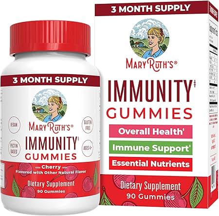 Mary Ruth's: 5-1 Immunity Gummies with Elderberry (Cherry, Pectin Based, Vegan, 90 Count)