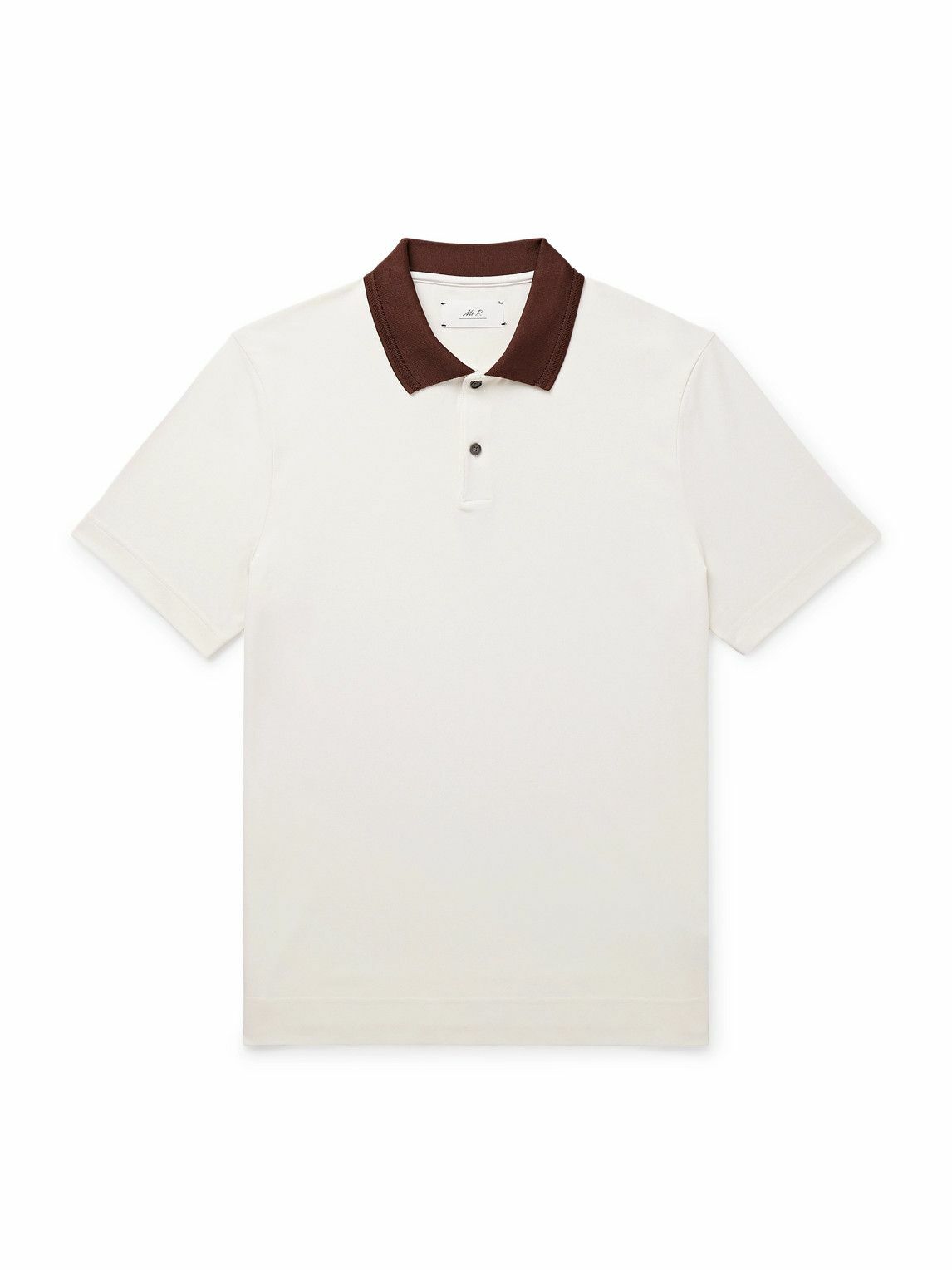 Men's Two-Tone Stretch-Linen and Cotton-Blend Jersey Polo Shirt (Ecru)