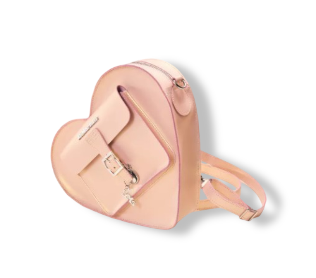 Women's Heart-Shaped Metallic Shift Leather Bag