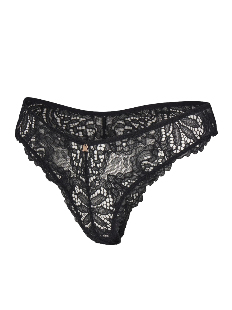 Romantic Corded Lace Brazilian Panty (Black Caviar)