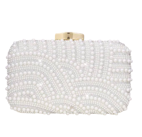 Women's Elegant & Pearl Pattern Design Box Shaped Clutch Bag