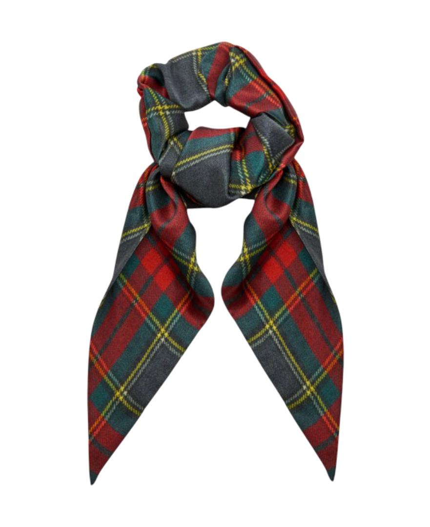 Vivienne Westwood: Logo Embroidered Tartan Silk Scrunchie