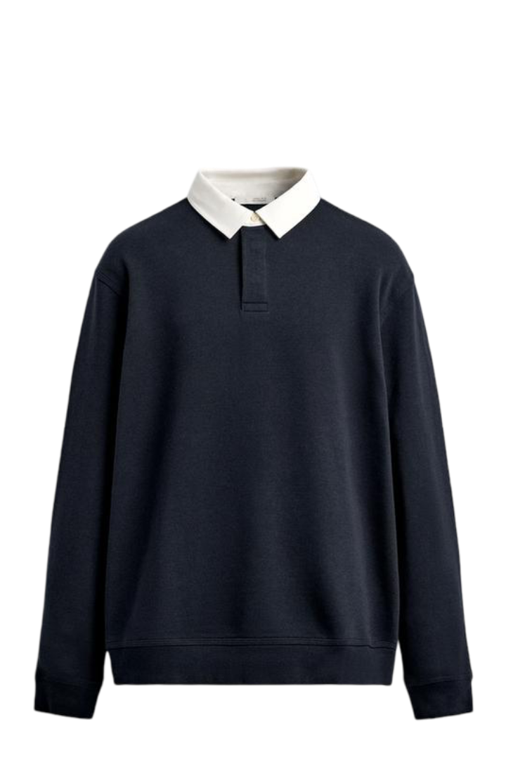 Contrast Collar Polo Sweatshirt