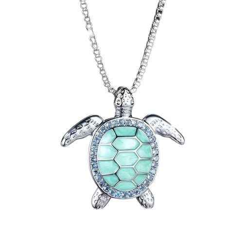 Angol: Drip-glaze Turtle Pendant Necklace (Green)