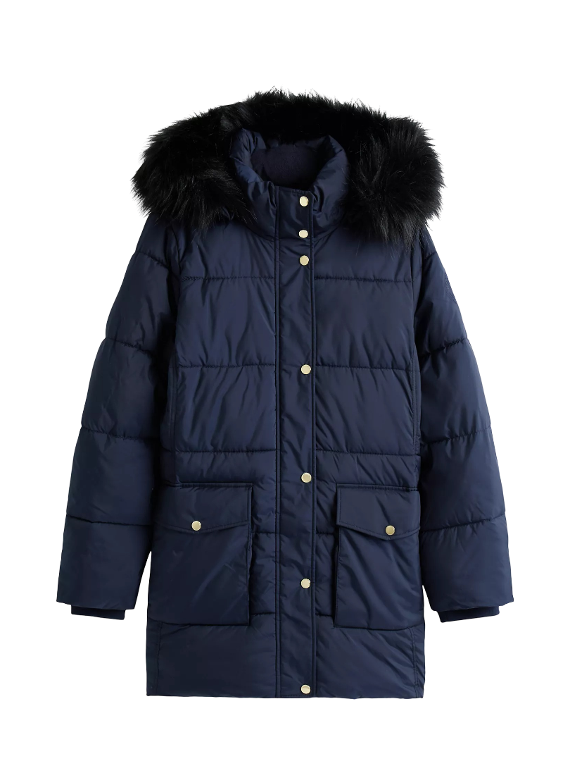 Hooded Puffer Coat (Navy Blue)