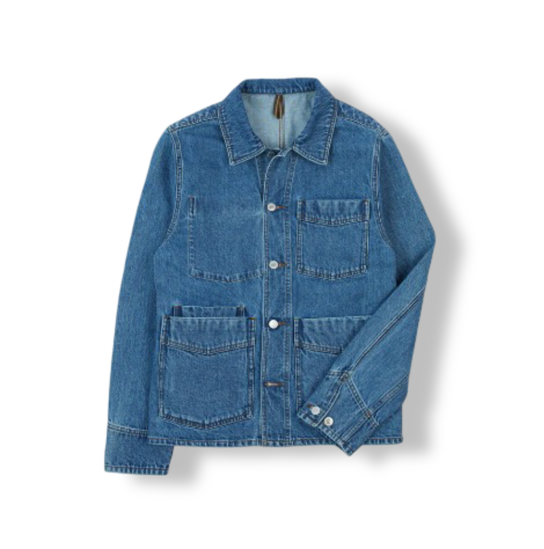 Men's Bleach Wash Denim Work Jacket