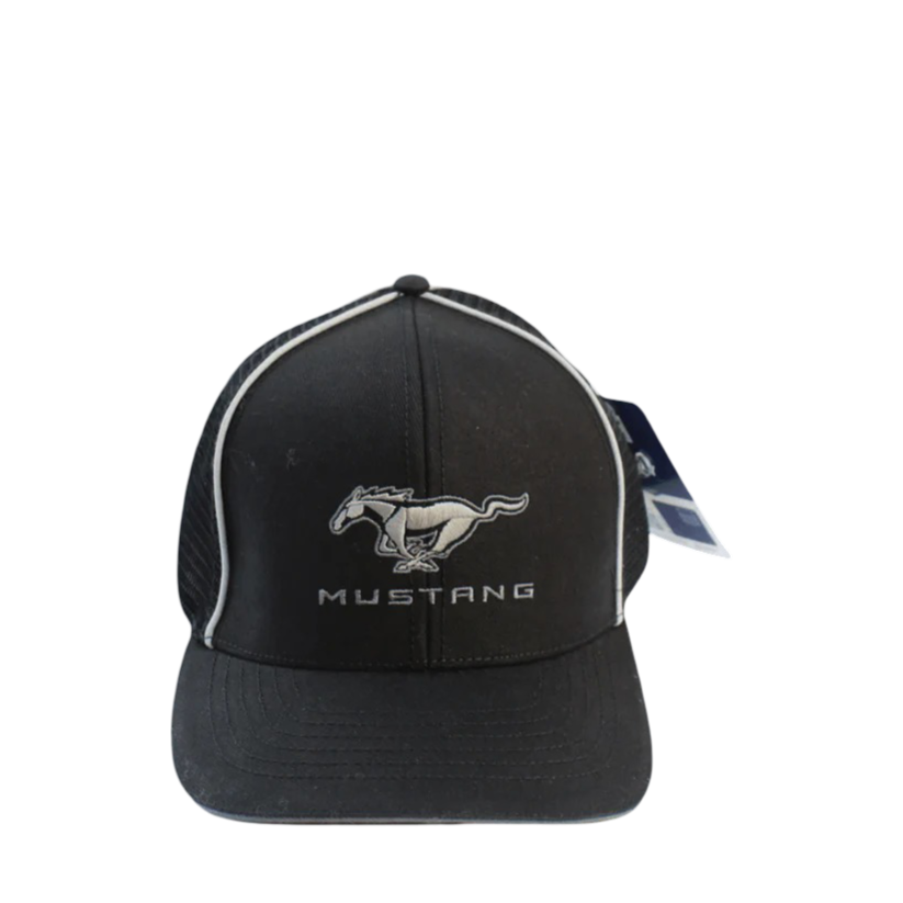 Black Mustang Reflective Stretch Hat