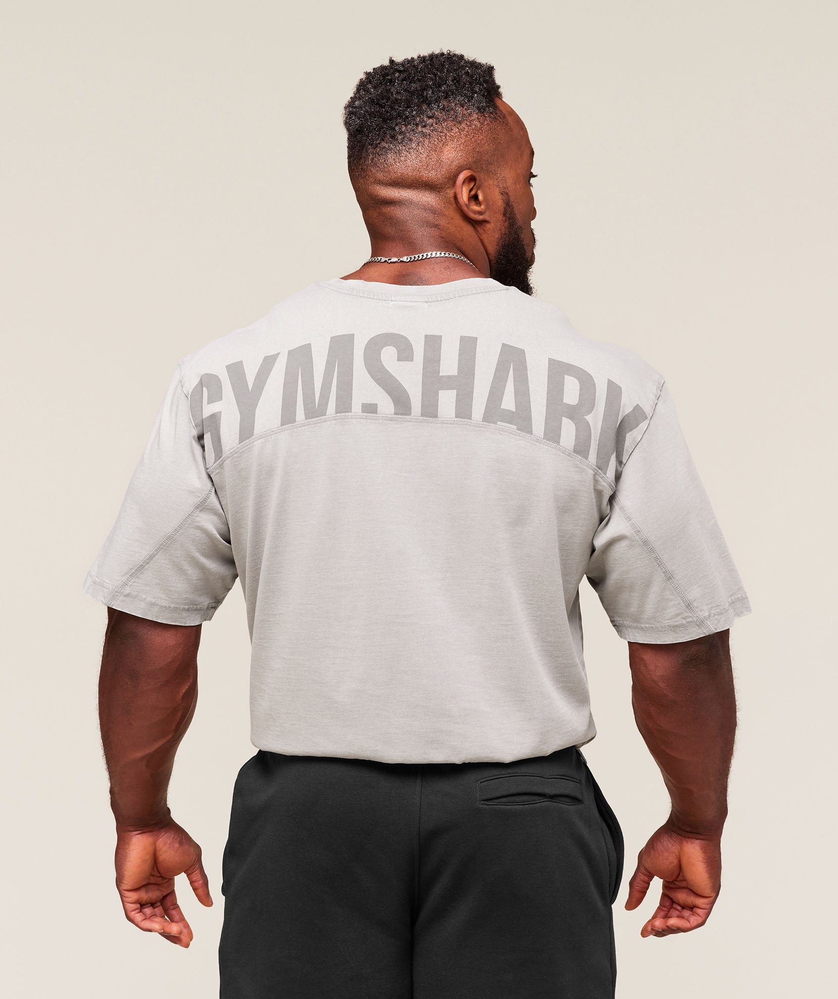 Men's Gymshark Power Washed T-Shirt (Smokey Grey/Acid Wash)