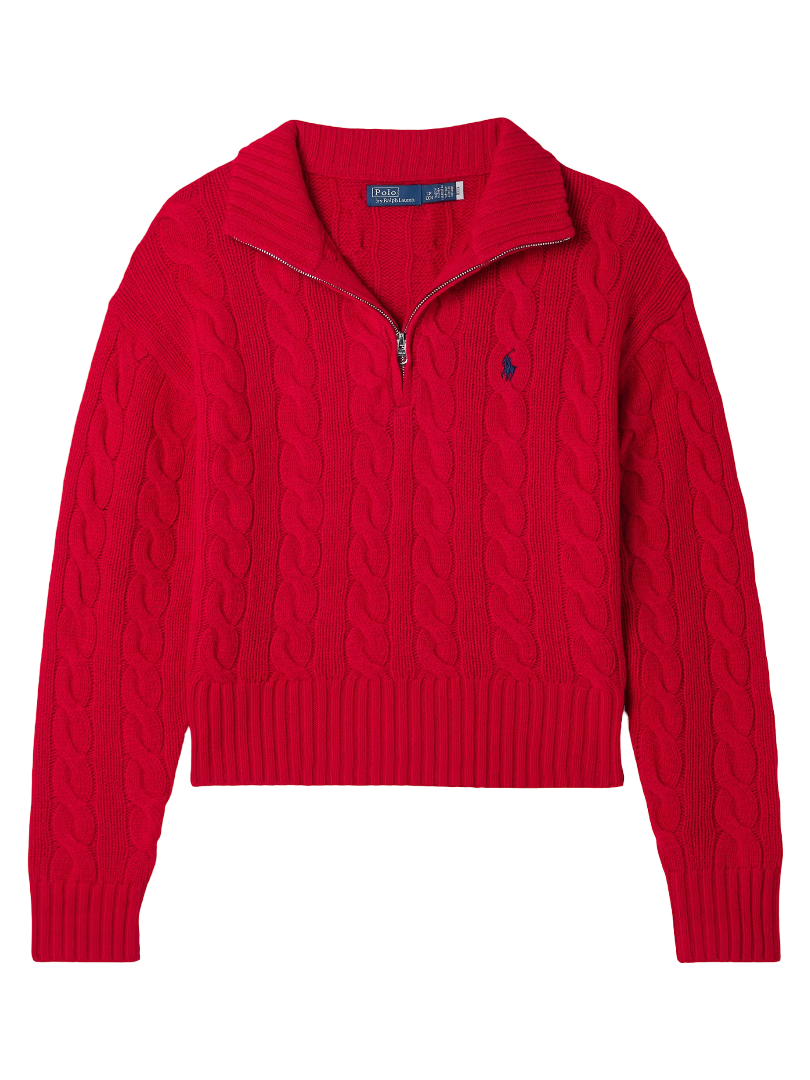 Polo Ralph Lauren: Cable Knit Wool & Cashmere Blend Sweater (Red)