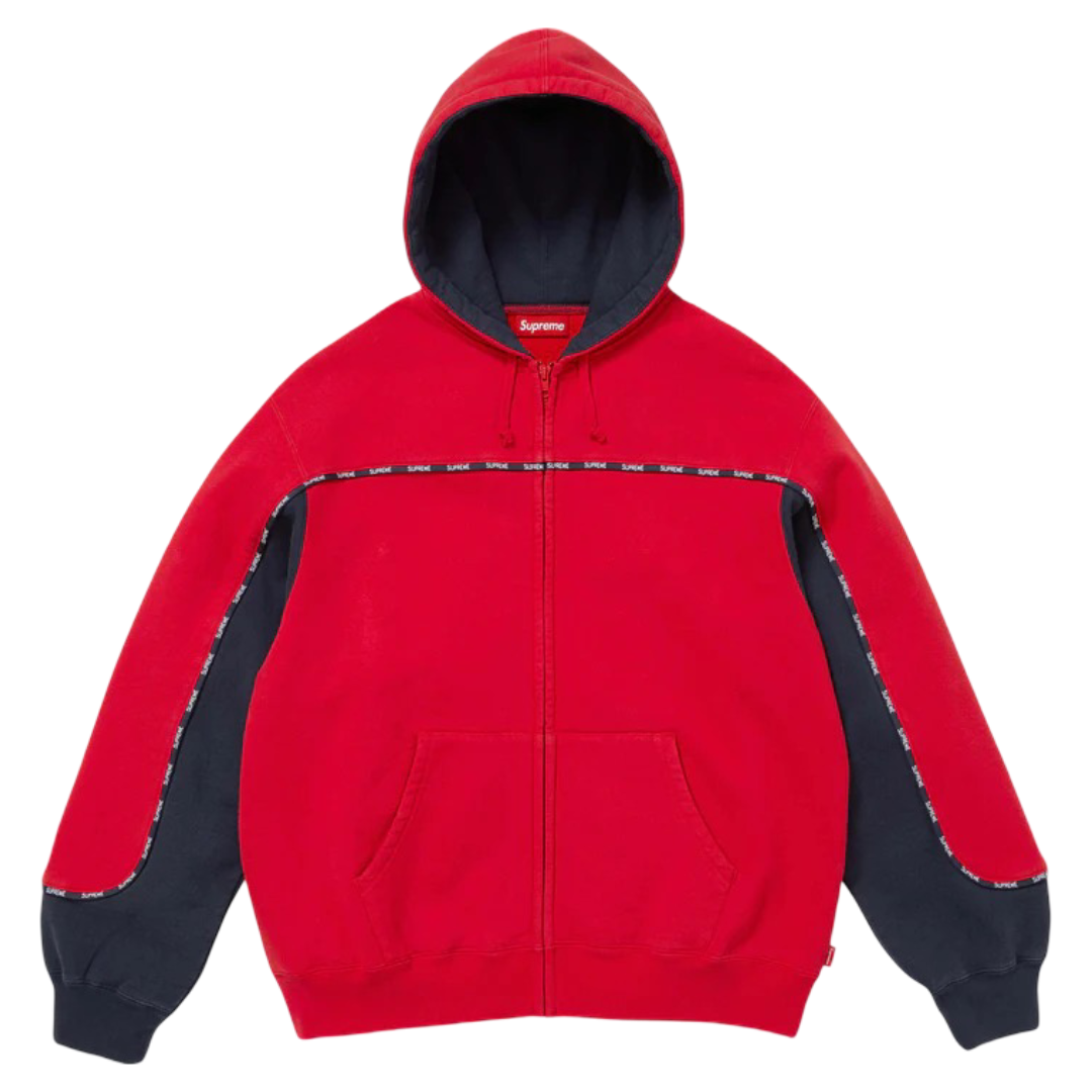 Piping Zip Up Hooded Sweatshirt (Red)