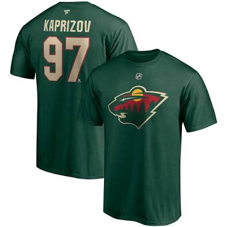 Men's Minnesota Wild Kirill Kaprizov Authentic Stack Name & Number T-Shirt (Green)
