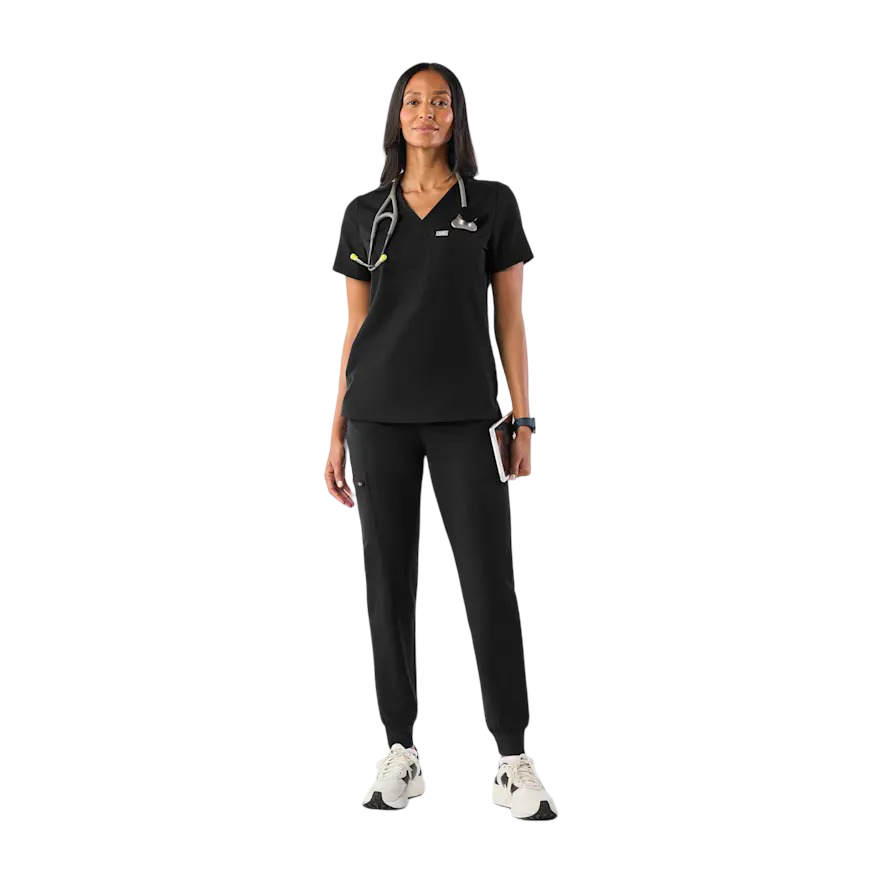 Catarina One Pocket Scrub Top (Black)