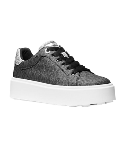 Romey Metallic Two-Tone Signature Logo Platform Sneaker (Black)