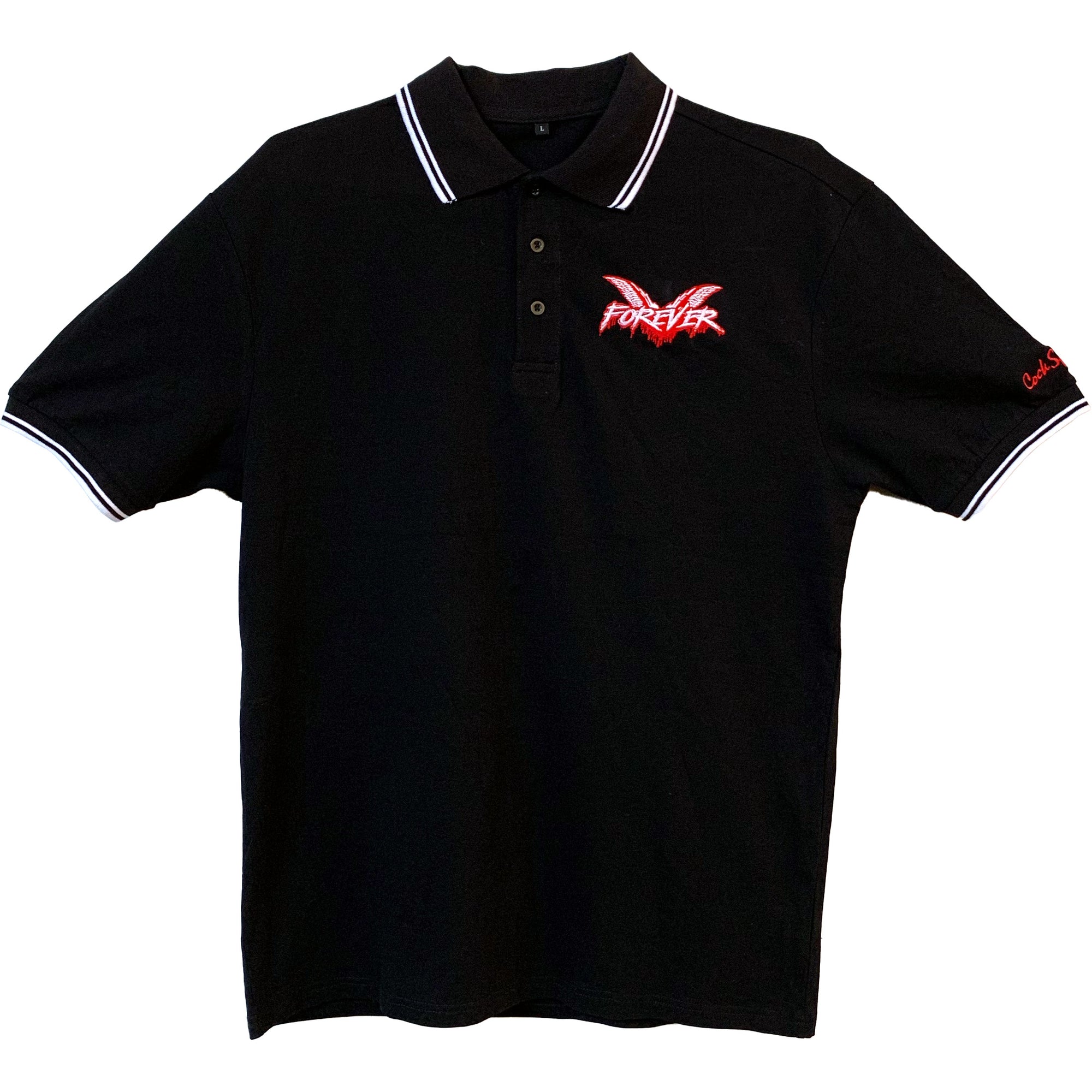 Men's Cock Sparrer: Forever Polo (Black w/ White Piping)