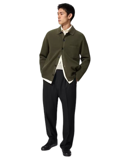 Pleated Wide Trousers (Black)