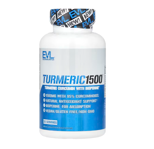 EVLution Nutrition: Turmeric 1500 with BioPerine (90 Veggie Capsules)