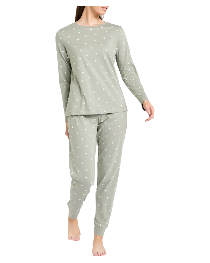 Cotton Cuff Pyjama Set (Khaki)