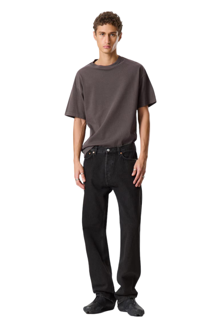 Space Mid-Rise Relaxed Straight Jeans (Black)