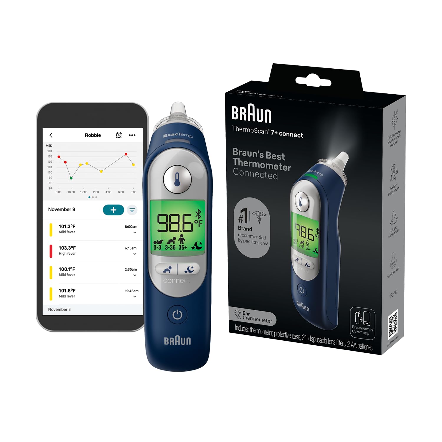 Braun: ThermoScan 7+ Connect Digital Ear Thermometer for Kids
