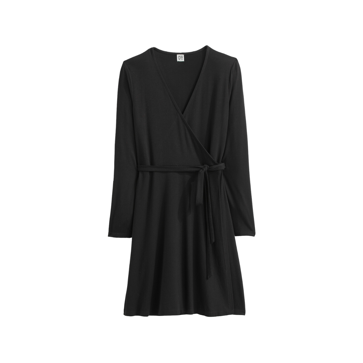Mini Wrap Over Jersey Dress (Black)