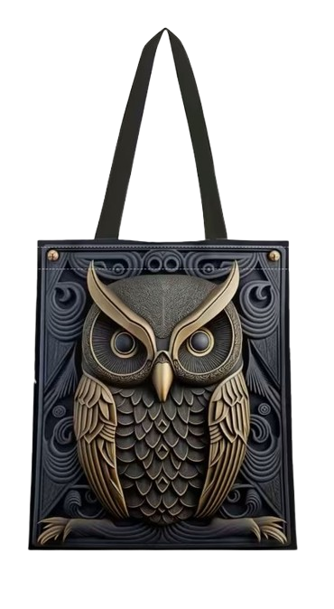 Women's Canvas Tote Bag (Golden Carved Owl)