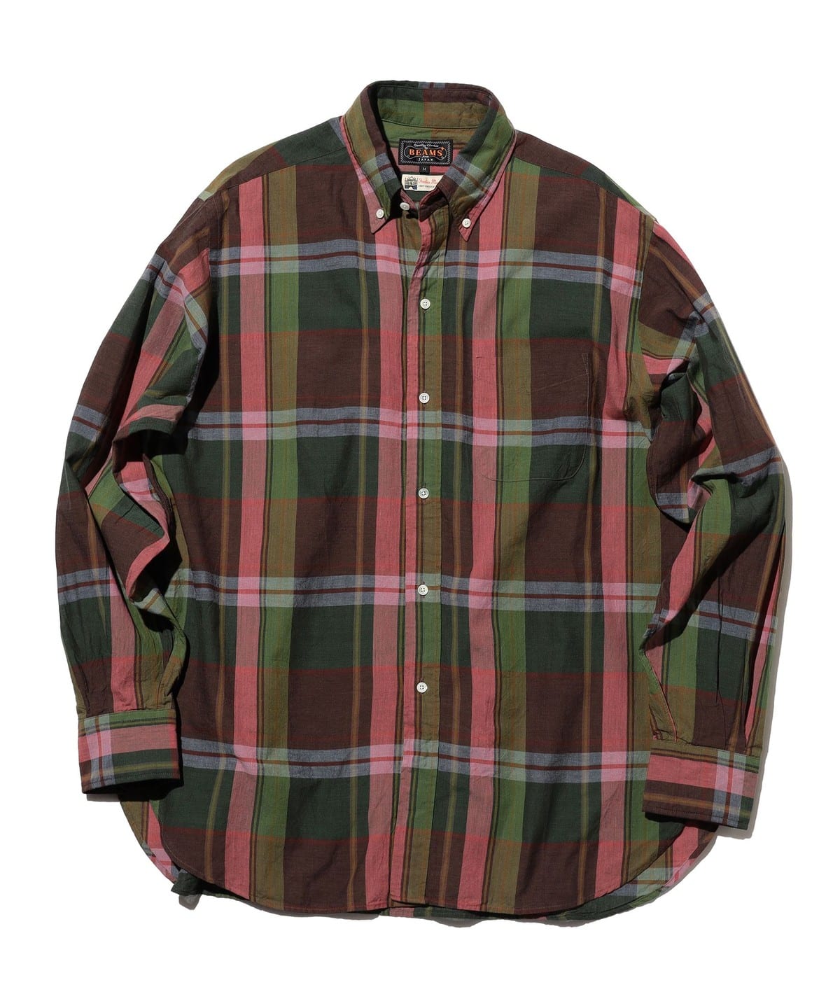 Beams Plus: BD Classic-fit Madras (Brown)
