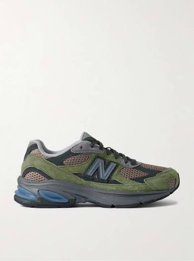 Men's New Balance + WTAPS: 2010 Leather, Suede and Mesh Sneakers (Green)