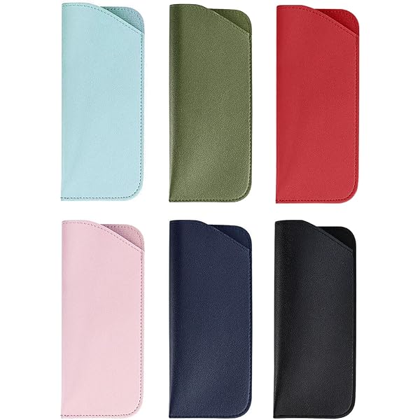 4Pcs PU Leather Soft Slim Eyeglass Case (3.5"X7.1")