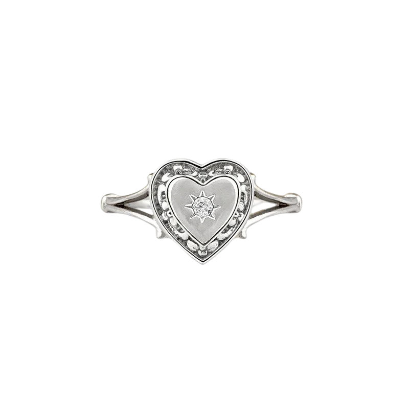 Silver My Darling Heart & Cubic Zirconia Ring