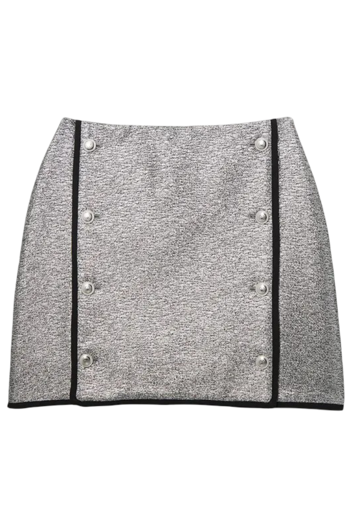 Karen Millen: Jacquard Tailored Mini Skirt (Silver)