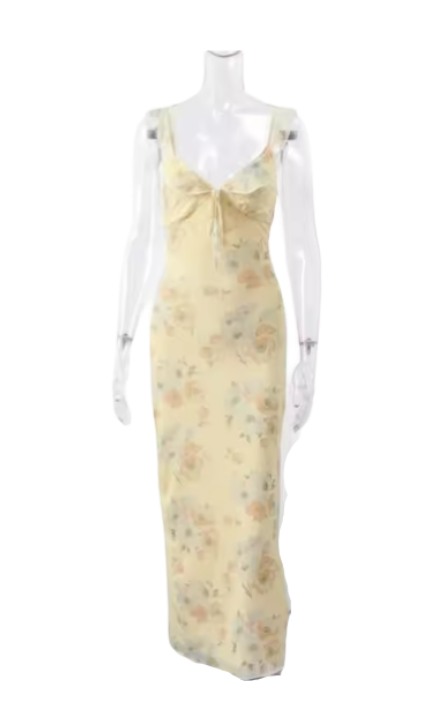 Summer Flower Printed Women's Sexy Low-cut Dress