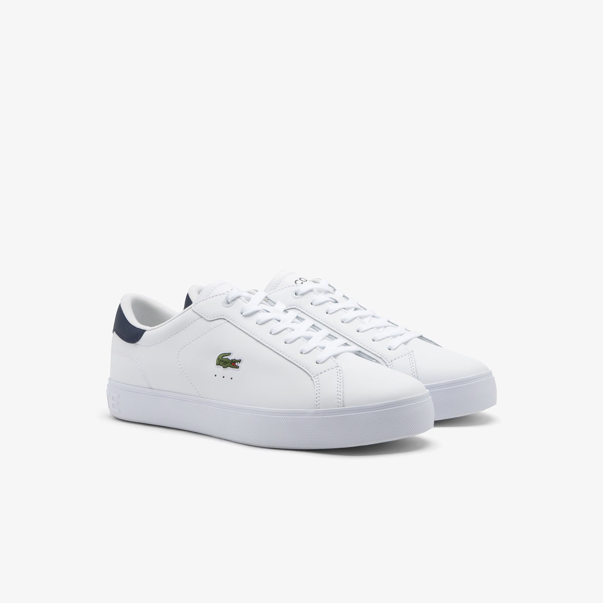 Men's Power Court Graphic Leather Sneakers (White)