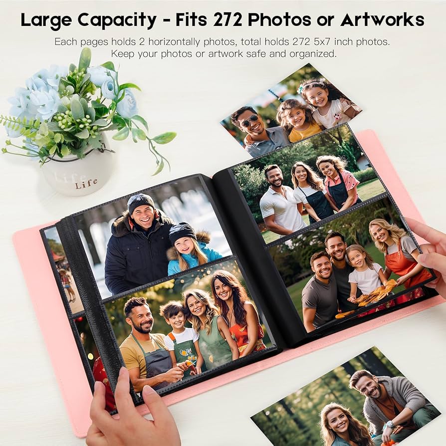 Aevdor Large Capacity 5x7 Photo Album, 272 Photos (Black)