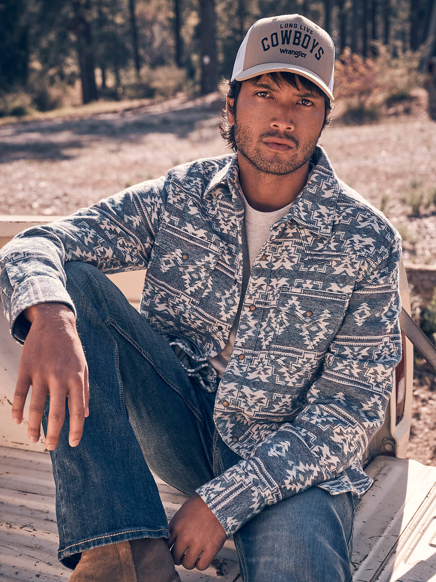 Men's Wrangler Retro Premium Western Snap Jacquard Shirt