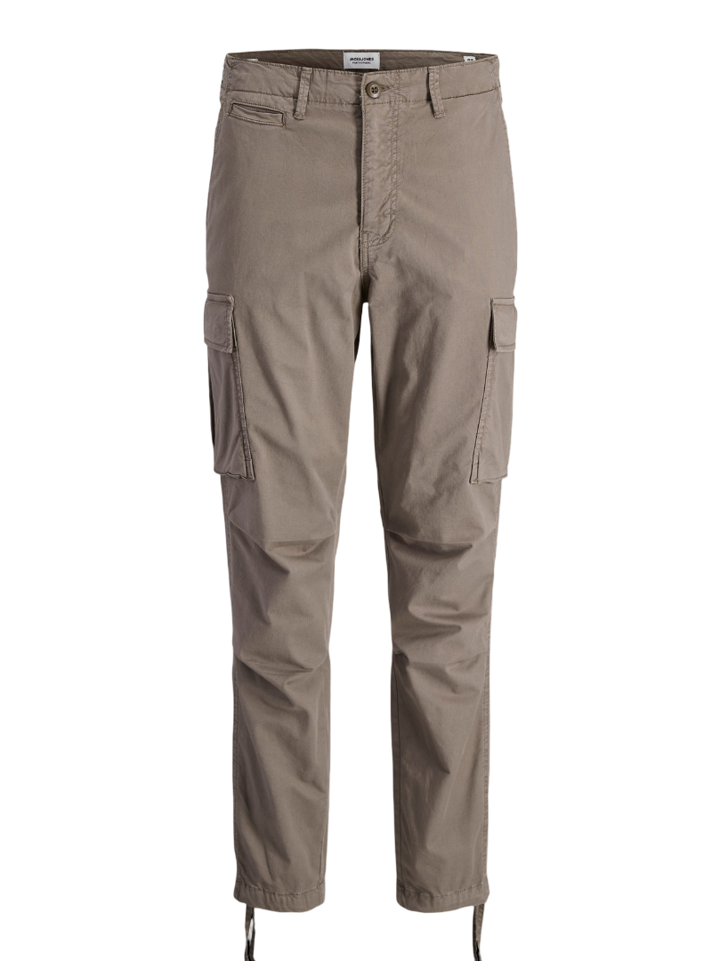 Tapered Fit Cargo Trousers (Beige/Walnut)