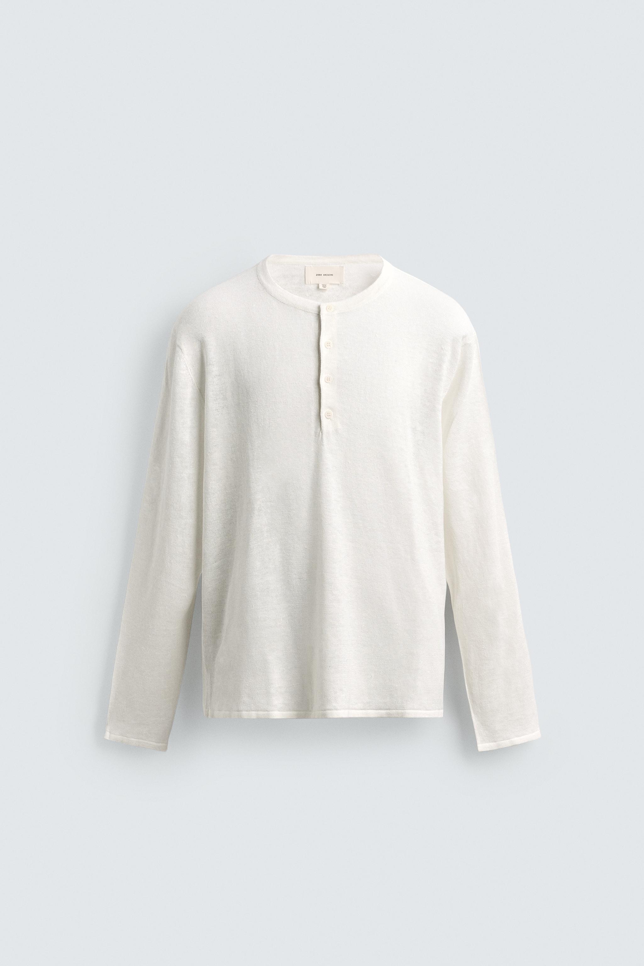 Men's Hemp Henley Jumper (White)