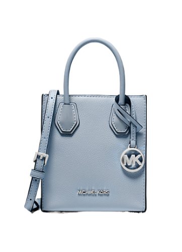 Mercer Extra-Small Pebbled Leather Crossbody Bag (Pale Blue)