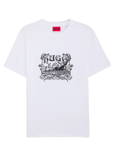 Cotton-Jersey T-shirt With Logo Artwork (White)
