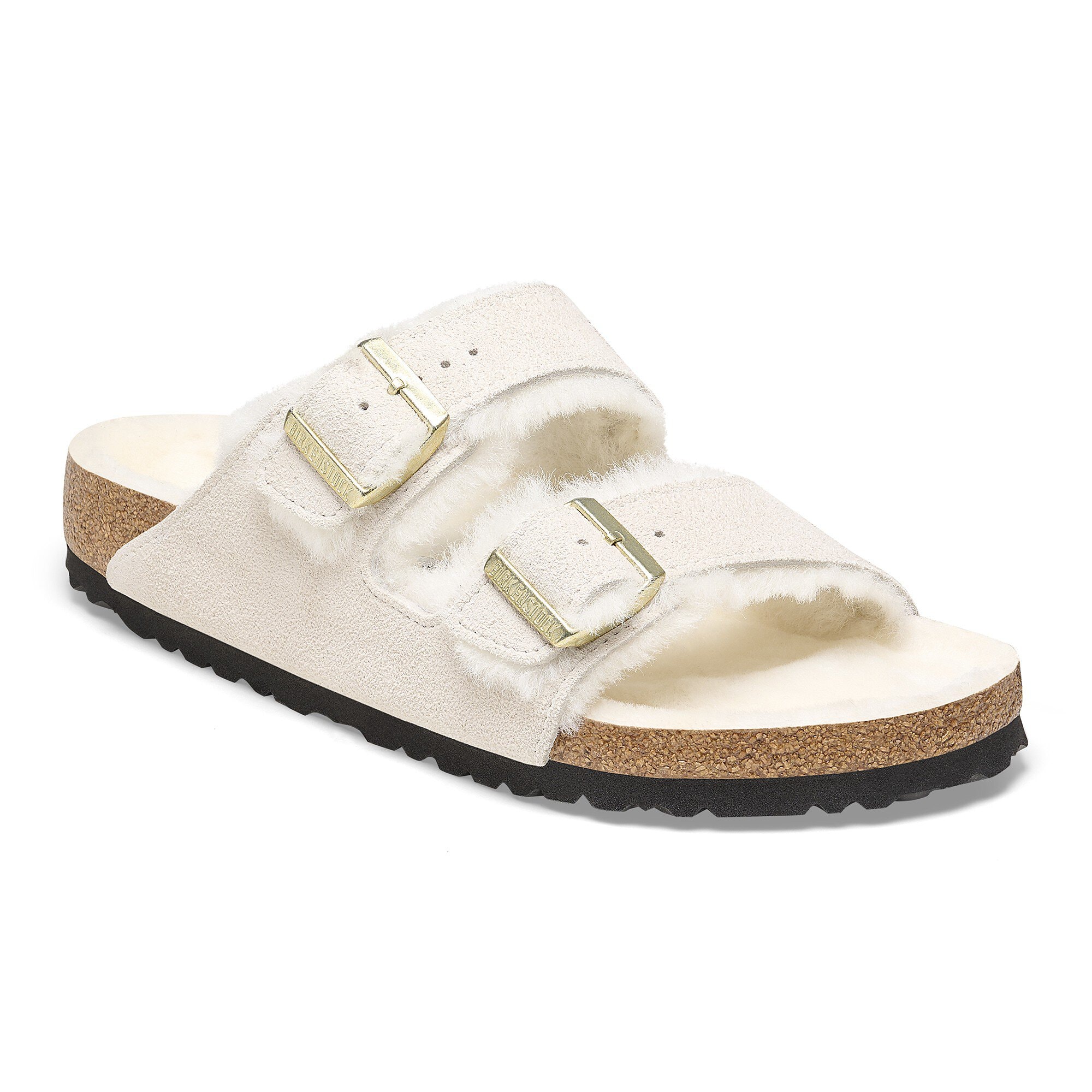 Women's AneIa Shearling Suede Leather Sandals (Antique White)