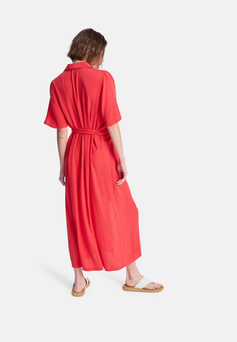 Women's Island Escape Solid Shirt Dress (Red)